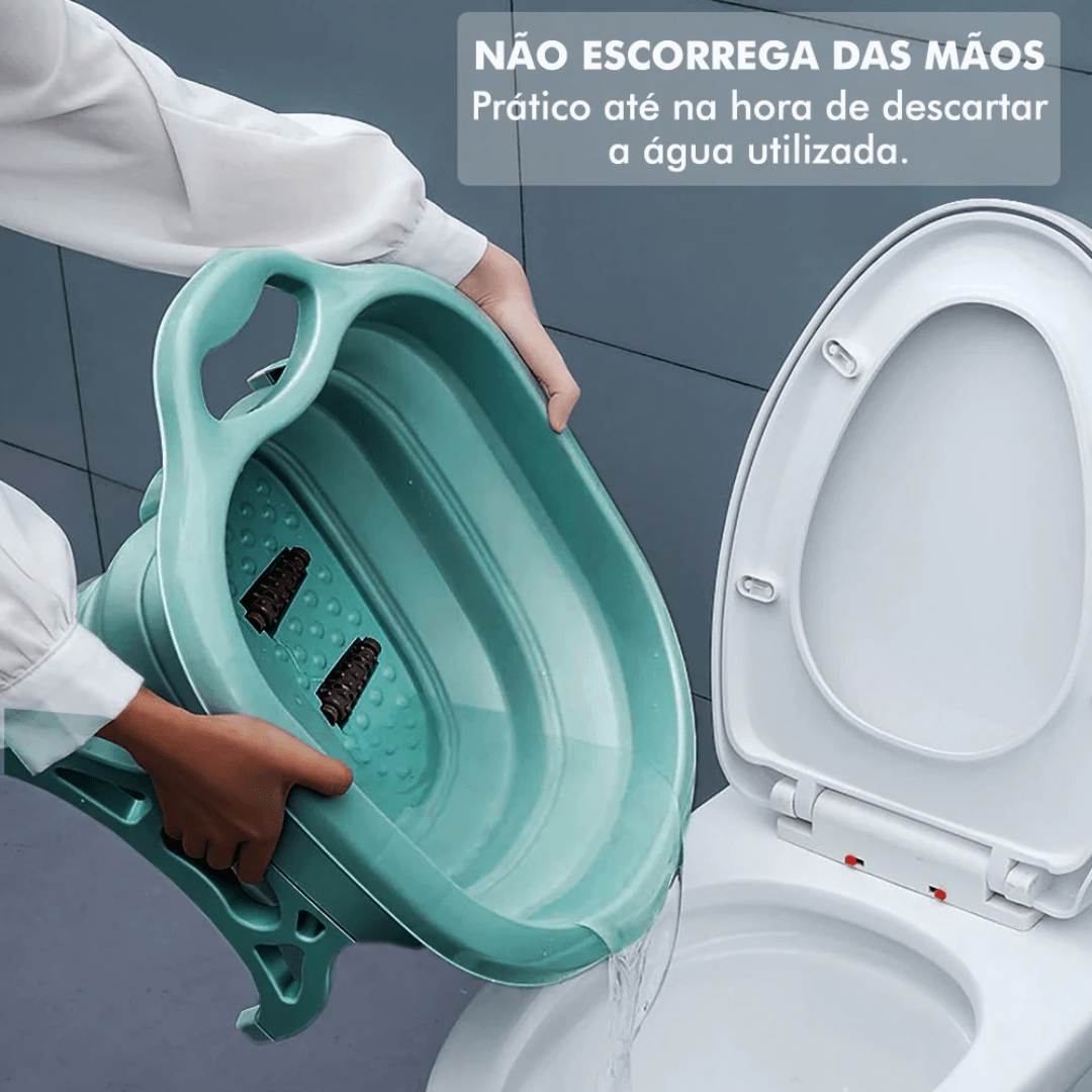 Bacia Dobrável para Spa de Pés com Rolos Massageadores – Conforto para Pés Cansados