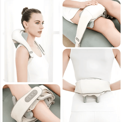Massageador Shiatsu 3 em 1 (Pescoço e Ombro) – Terapia de Calor, Vibração e Alívio da Tensão Profunda (Recarregável)