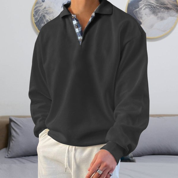 Bruno - Herren Langarm-Hoodie mit V-Ausschnitt