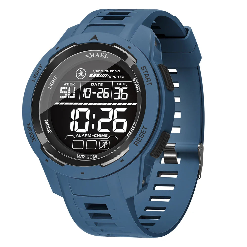 SMAEL-8105 Relógios digitais para homens, esportes LED relógios de pulso, relógio impermeável, cronômetro luz digital, 50m
