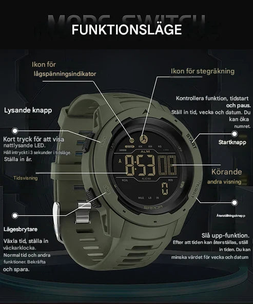 SANDA 2145 Military Digital Watch – 50 m Water Resistant