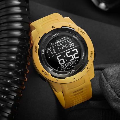 SMAEL-8105 Relógios digitais para homens, esportes LED relógios de pulso, relógio impermeável, cronômetro luz digital, 50m