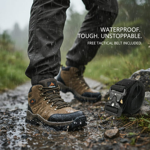 Waterproof Hiking Boots + Free Belt Included