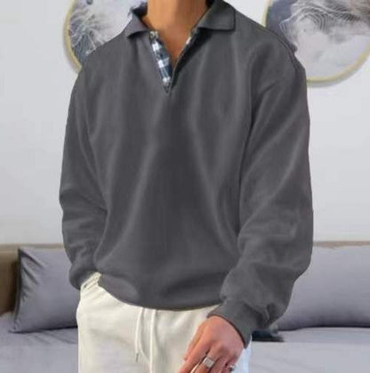 Bruno - Herren Langarm-Hoodie mit V-Ausschnitt