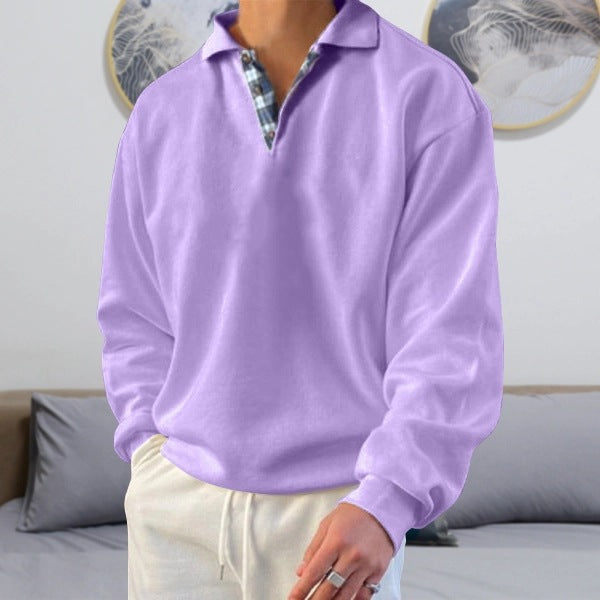 Bruno - Herren Langarm-Hoodie mit V-Ausschnitt
