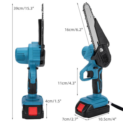 4"/6" Cordless Wood Cutter Chainsaw with 2x Power Batteries