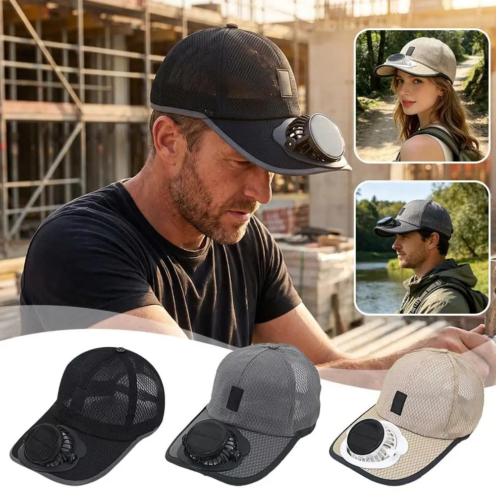 Solar-Powered Cap with Fan