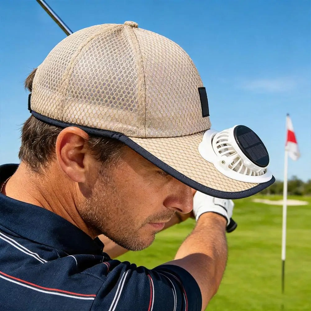 Solar-Powered Cap with Fan